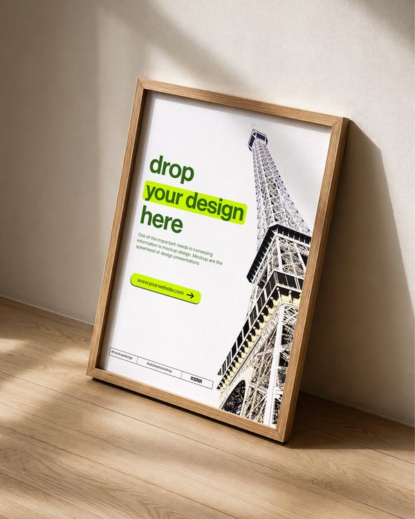 Vertical Wooden Photo Frame Mockup