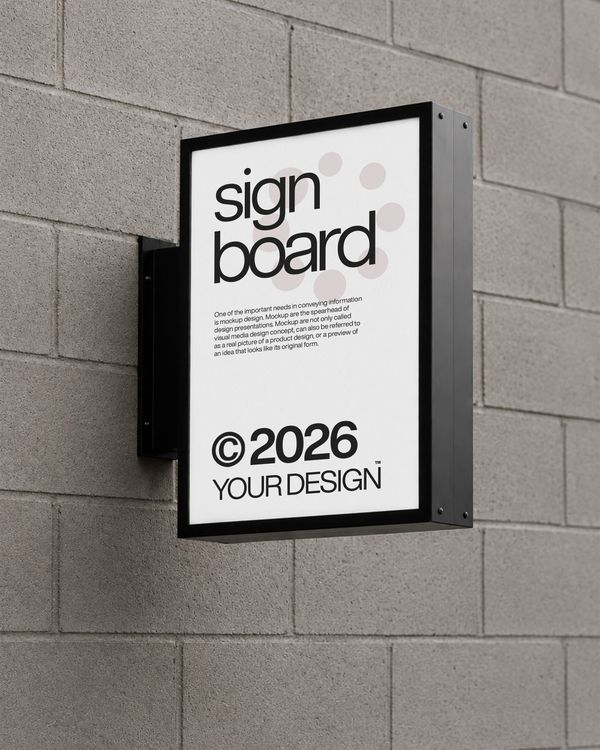 Wall-Mounted Square Signboard Mockup