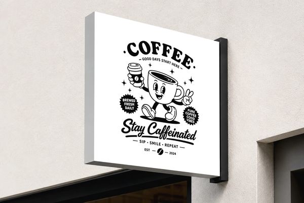 Wall Sign Board Mockup Modern Exterior Perspective