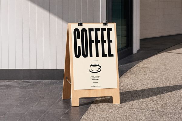 Wooden A-Frame Sign Mockup