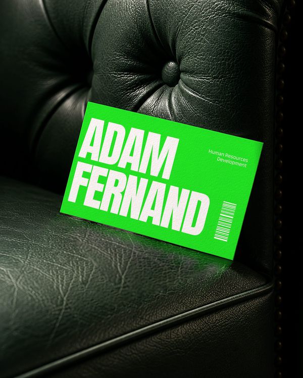 Business Card Mockup on Black Leather Chair
