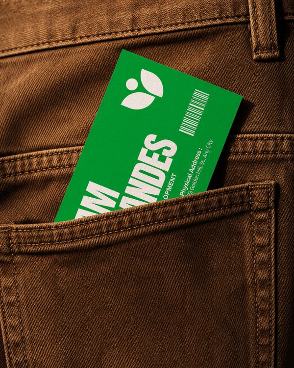 Business Card in Brown Denim Pocket Mockup