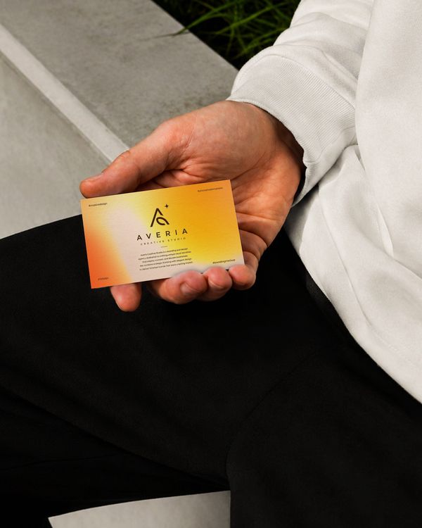 Business Card in Hand Averia Branding Mockup