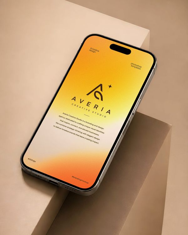 Floating Smartphone UI Averia Branding Mockup