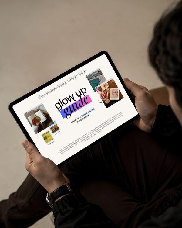Hands Holding Landscape Tablet Website Presentation Mockup