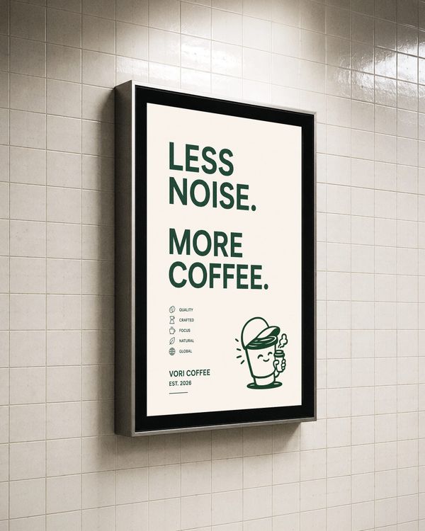 Minimal Advertising Frame Poster Mockup with Tiled Wall Background