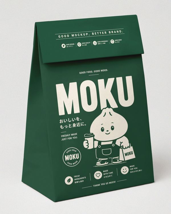 Standing Food Paper Bag Mockup
