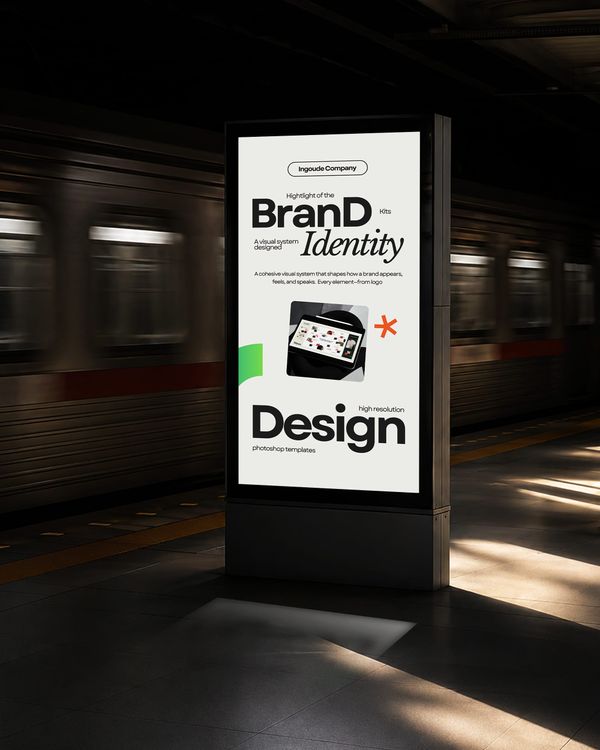 Urban Subway Lightbox Billboard Mockup