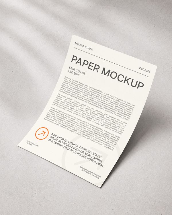 Clean Paper Sheet Mockup