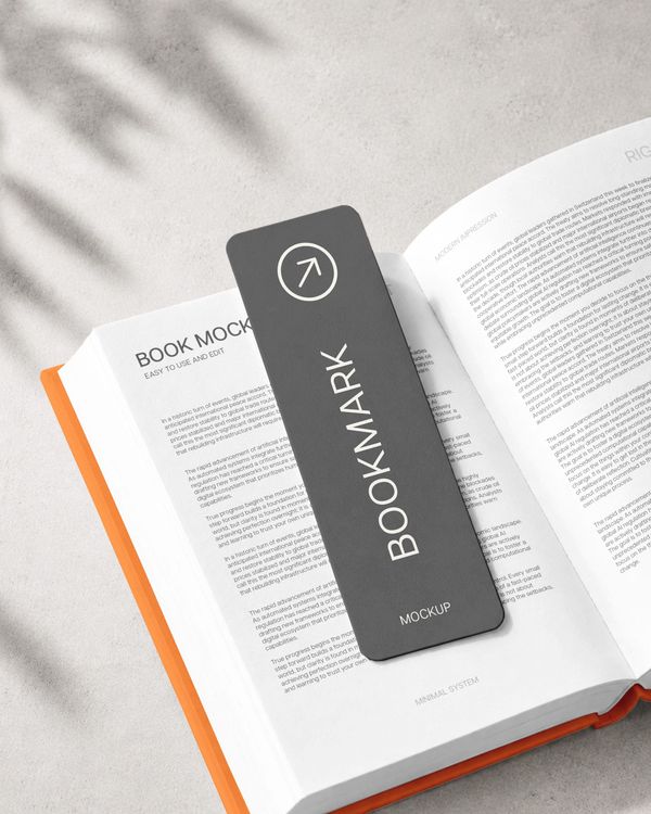 Open Book Bookmark Mockup
