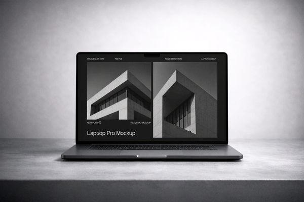 Clean Workspace Laptop Mockup