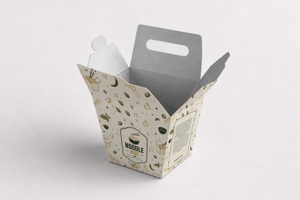 Open Noodle Takeout Box Packaging Mockup