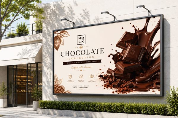 Outdoor Chocolate Billboard Mockup