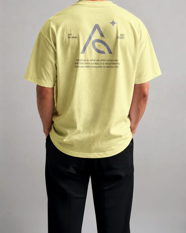 Oversized Back View T-Shirt Averia Branding Mockup
