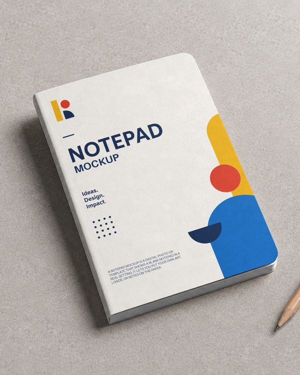 Rounded Notepad Mockup with Minimalist Desk Styling