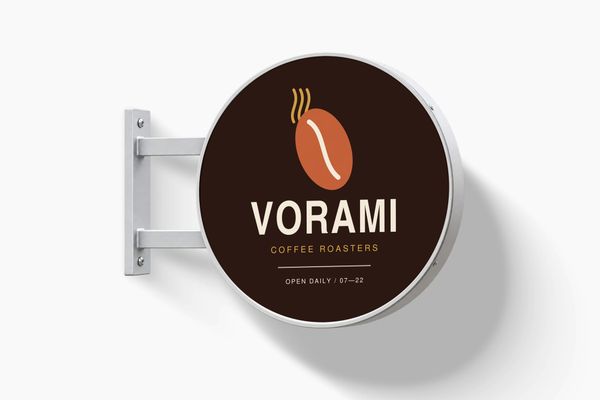 Round Outdoor Coffee Shop Sign Mockup