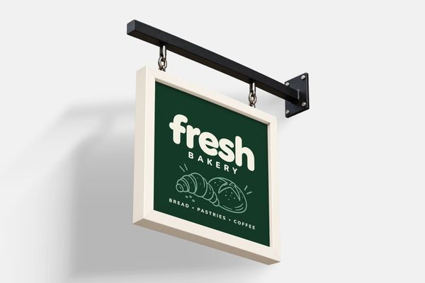 Bakery Hanging Sign Mockup PSD