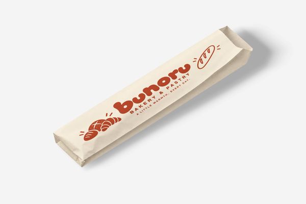 Long Bakery Paper Bag Mockup with Minimalist Branding