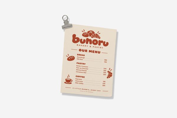 Bakery Menu Mockup with Minimalist Cafe Branding