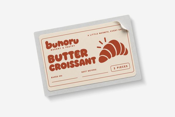 Bakery Packaging Label Mockup with Croissant Branding
