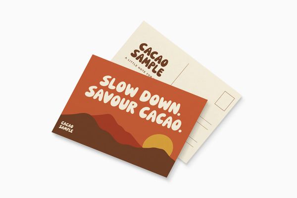 Cacao Sample Postcard Mockup with Chocolate Branding