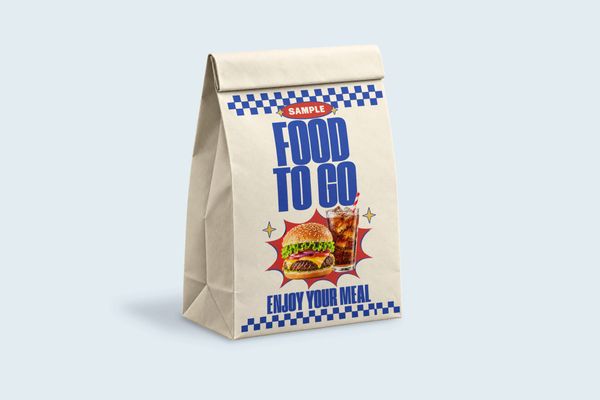 Food Paper Bag Mockup with Bold Takeaway Packaging Design