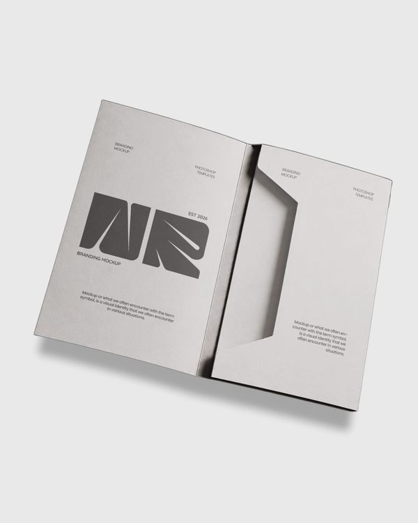 Minimal foldable packaging box mockup presented in an open configuration on a clean background.