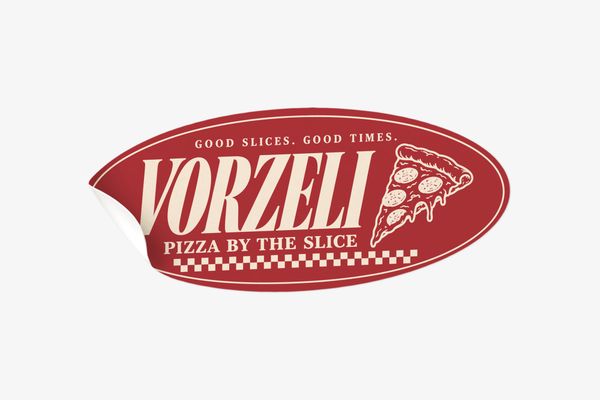 Pizza Sticker Mockup with Vintage Restaurant Branding