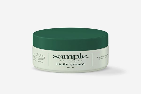 Cosmetic Jar Mockup with Minimalist Green Skincare Packaging