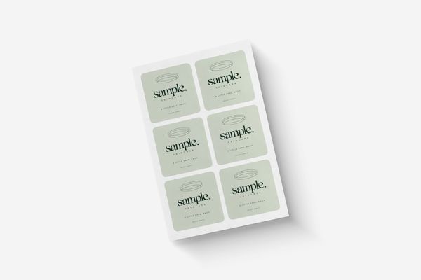 Skincare Sticker Sheet Mockup on White Background