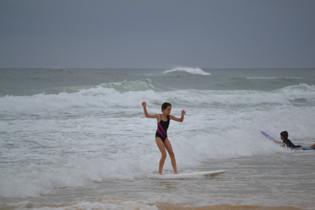 It was nine-year-old Ella’s first time in a surf comp and she won the girls