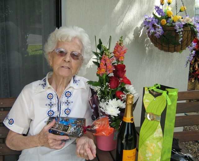 Second prize winner, Ruth Vaughan won real French champagne from Thirsty Camel,  flowers from Woolworths and chocolates!