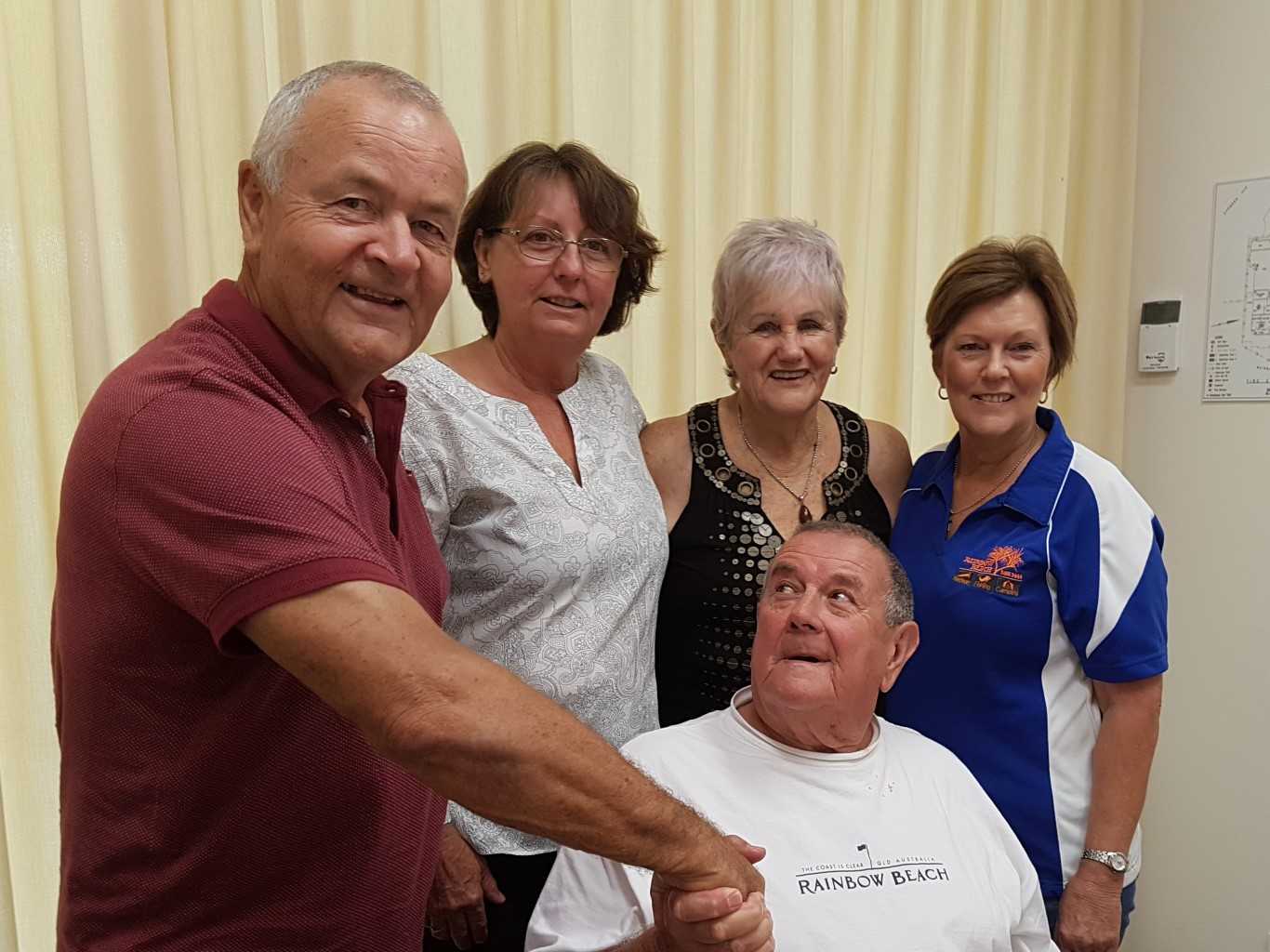 Outgoing president, Ross Brown congratulates new CIRS committee: Wolf Sievers, Gayle Duignan, Lyn Barrett and Maree Heron