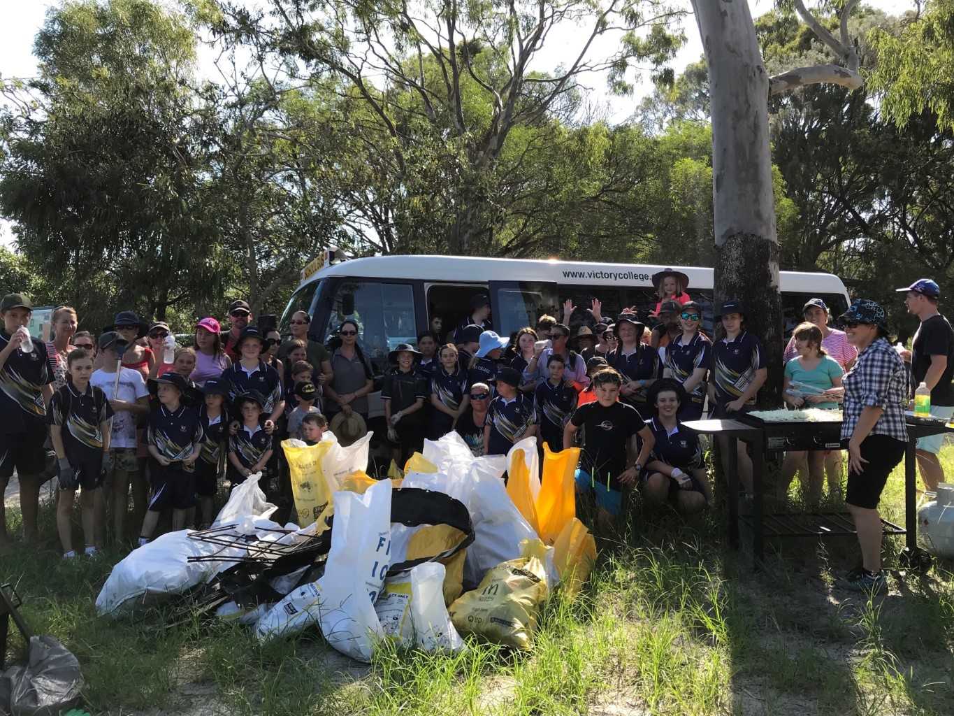 Victory College made a huge contribution when 83 people turned up for a wonderful (hot) afternoon of cleaning up our community at Inskip Point