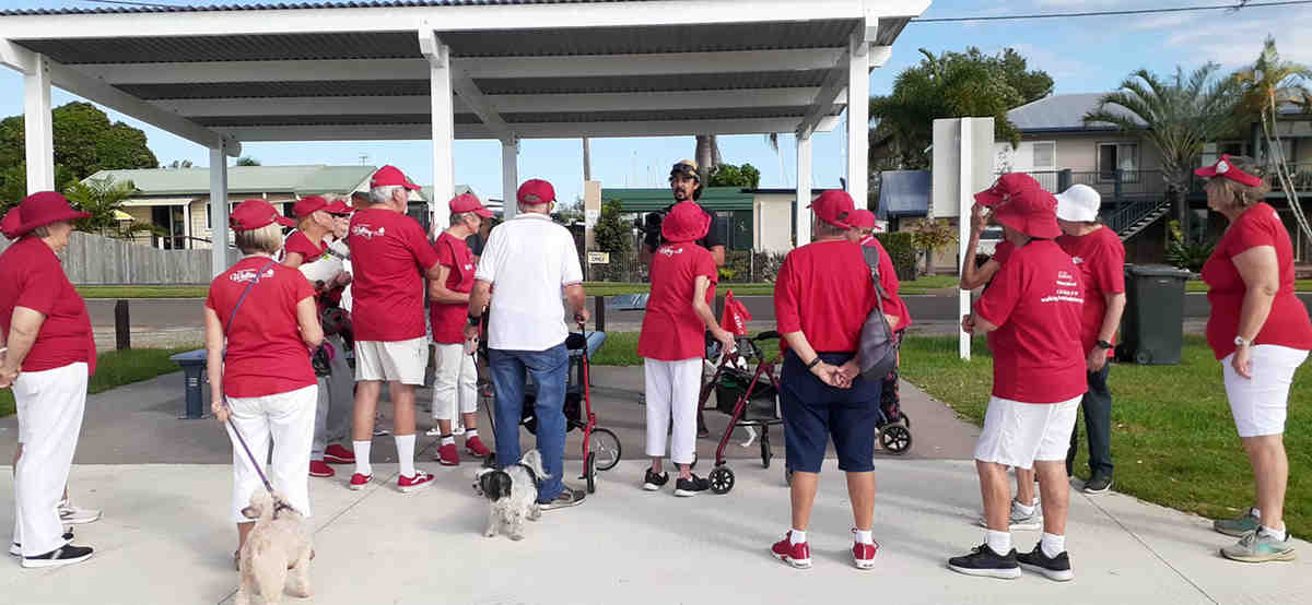Great to gather the CC Wheelie Walkers with the Tin Can Bay early and later Heart Foundation Walking groups