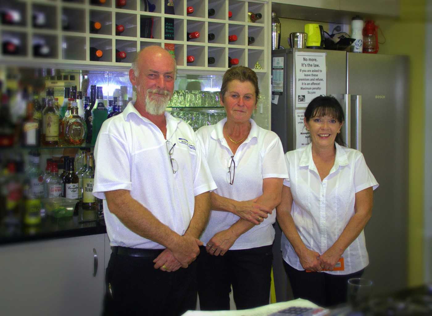 Proprietors and chefs, Richard, Fiona and Karen, on table service at the Marina Bar and Grill and look forward to welcoming d