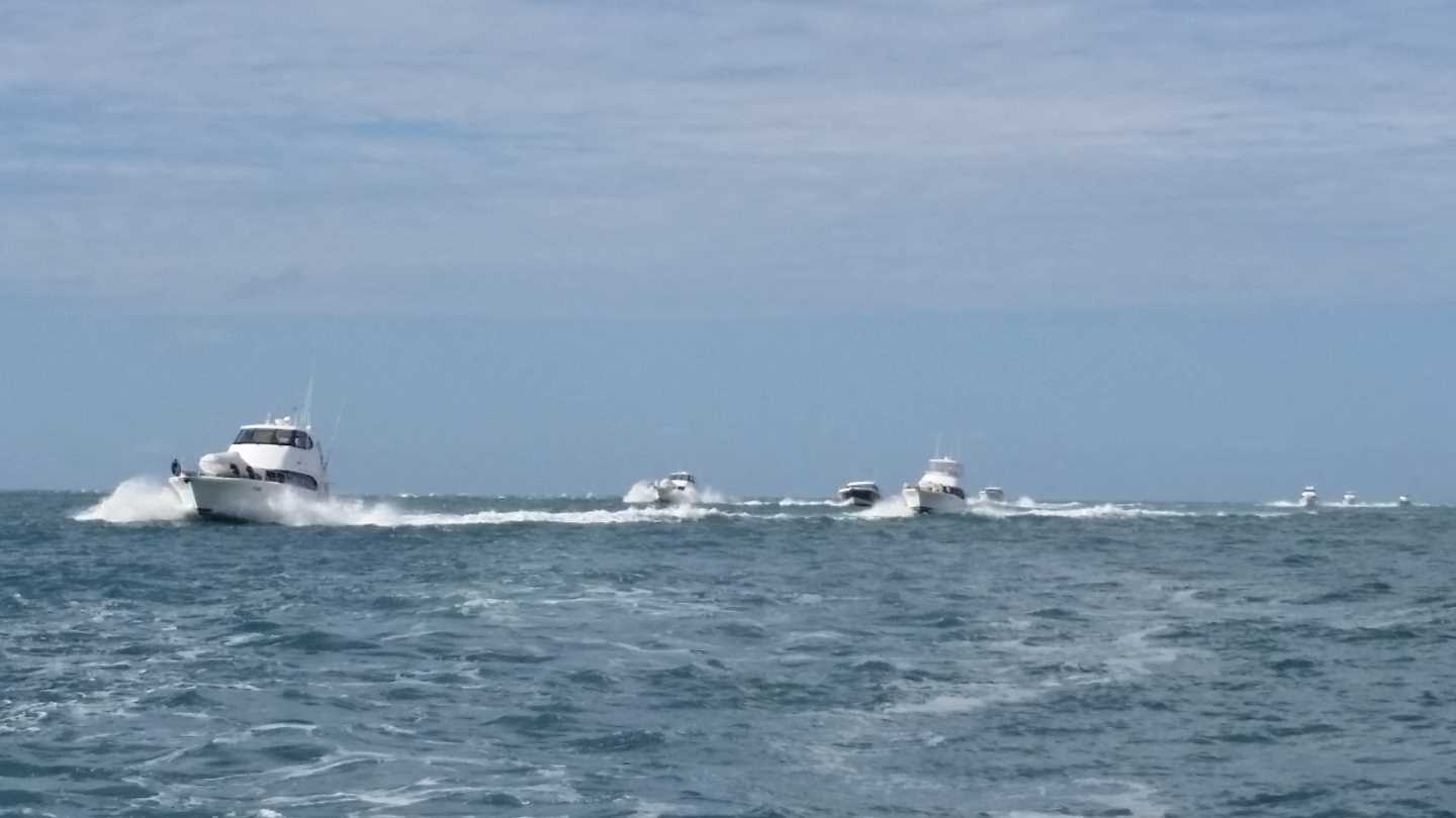 Welcome to the Great Sandy Straits! Coast Guard Tin Can Bay escorts 13 Vessels from B Crawley Marine Riviera in July