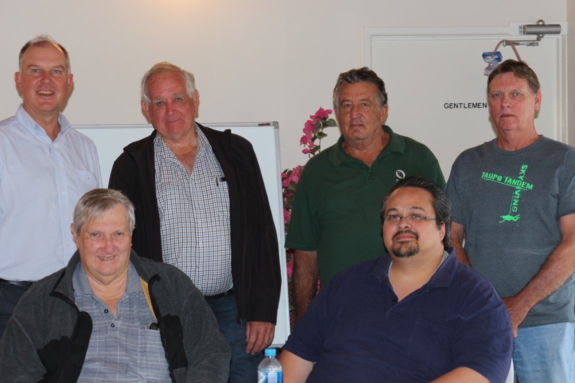 Meeting at Tin Can Bay to discuss the devastating reforms proposed are back row Shadow Minister for Agricultural Industry Development and Fisheries and Forestry, Tony Perrett MP, with Directors of QSIA Kevin Reibel, David Swindells, Keith Harris (president) front row Tony Reisenweber, Eric Perez (CEO)