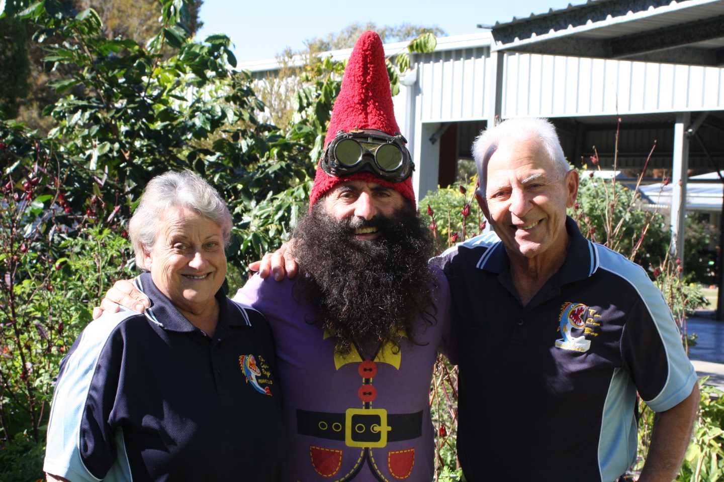 Costa Georgiadis with Aunt and Uncle, Debbie and Jim George visit Rainbow Beach State School