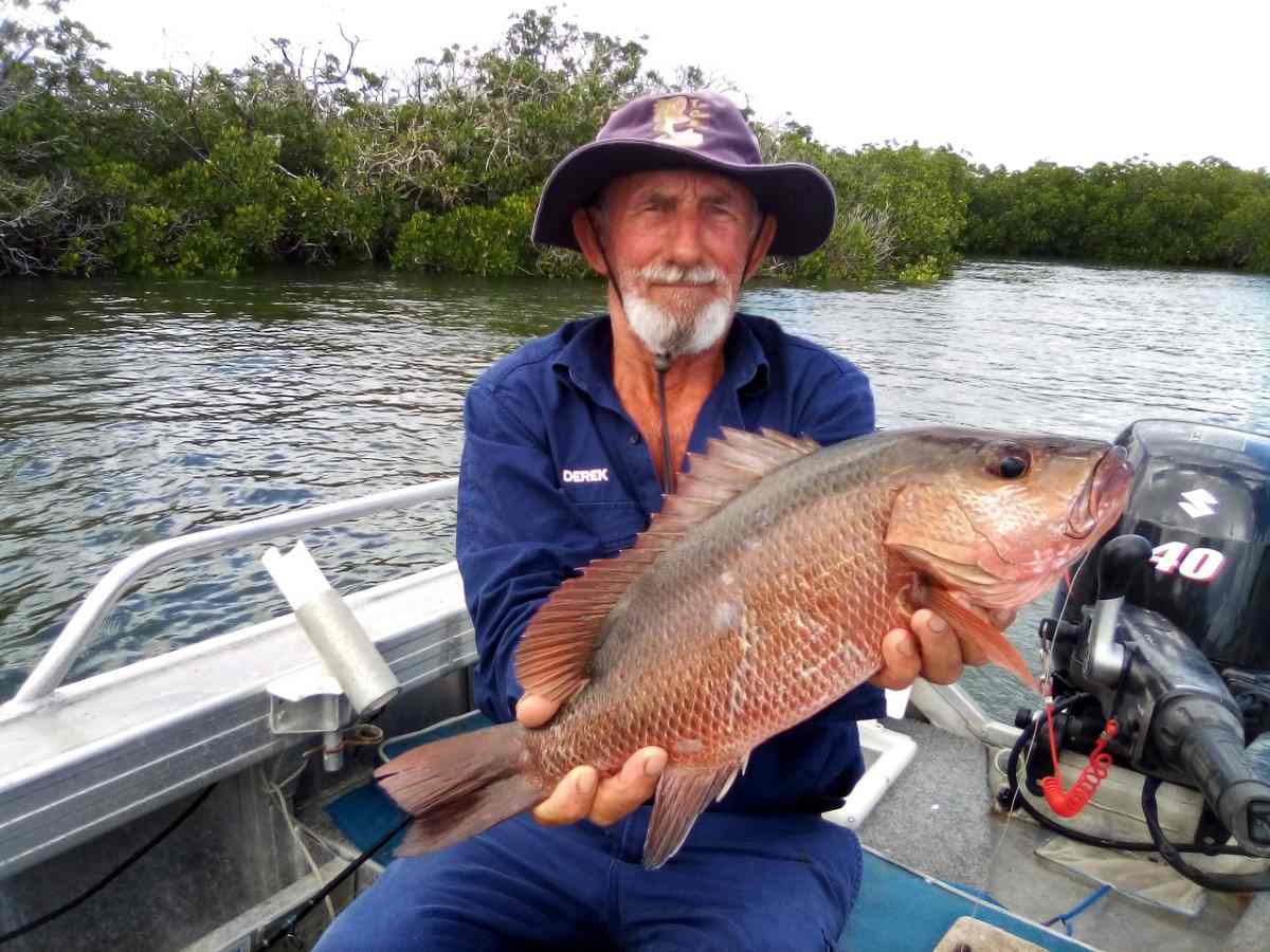  Derek Andrews with a 42cm mangrove jack 