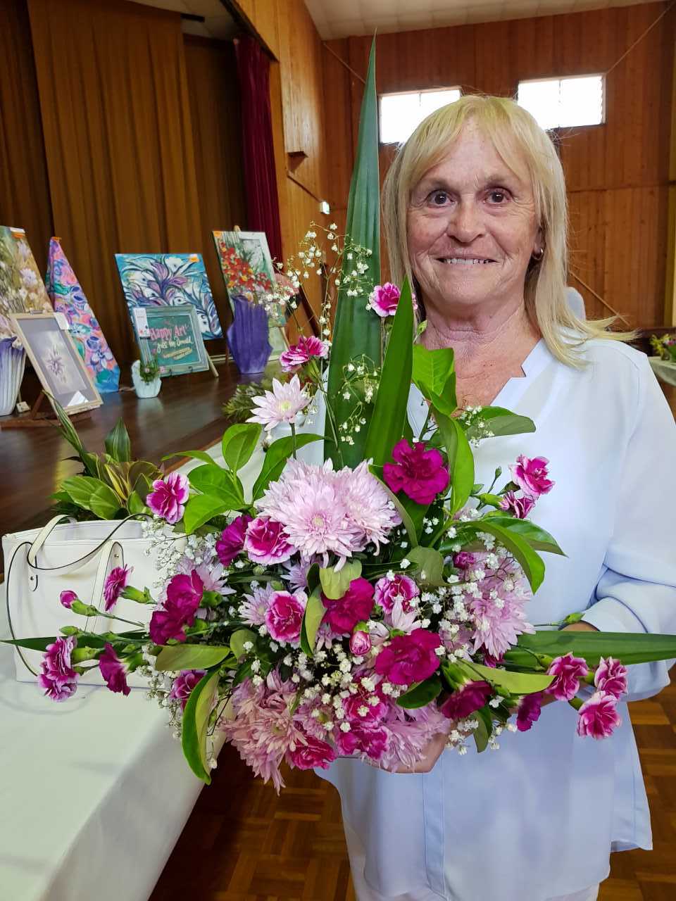 Linda Brown with her winning arrangement at the annual LAC Flower Show