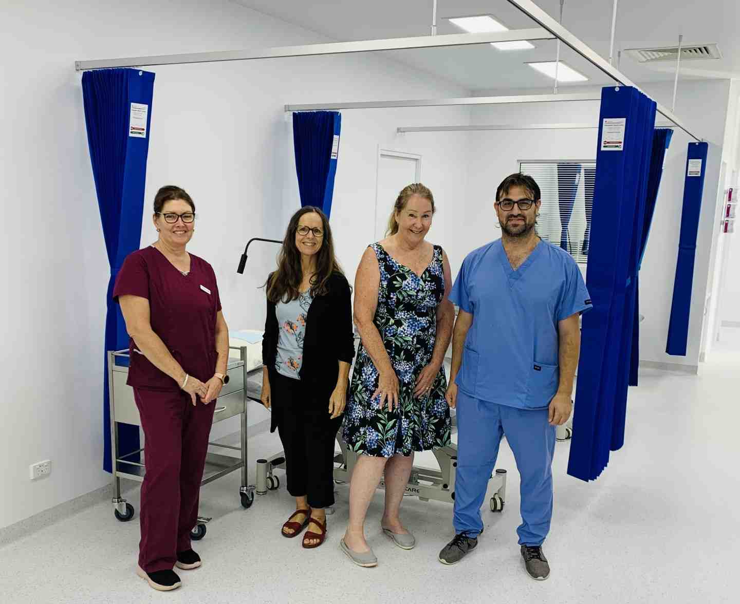 Nurse Manager Tracy RN, Dr Rita Vinten, Dr Kim Badcoe, and Dr Samer Sirri are ready to welcome you at the new Cooloola Cove General Practice
