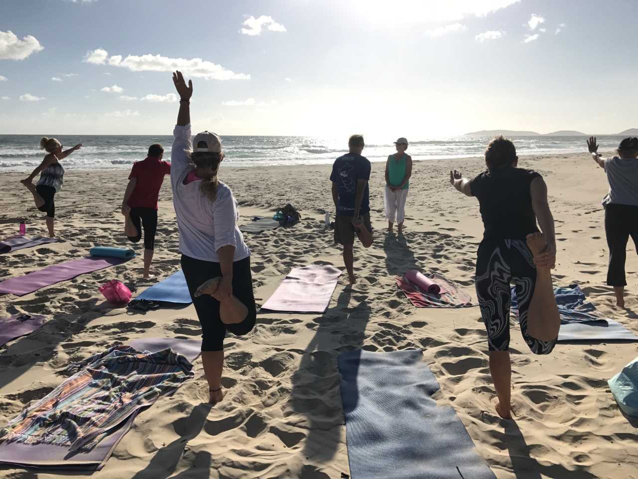 Enjoy yoga on the beach with Glenda and see sunrise on Tuesdays