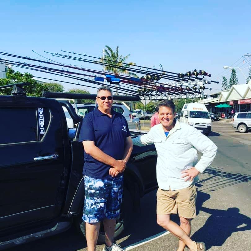 Owner of Hooked on Fishing, Allen Van Klooster, with Rob Paxevanos, host of Fishing Australia