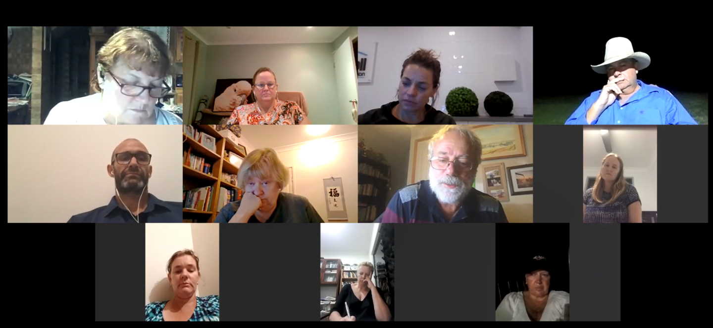 Members of the Community Reference Group formed for the Tuan Toolara Feral Horse Public Safety Initiative: Top, Jenny Millers, Stephanie Hunt (HQP), Shona Heading (HQP), Andrew McCarthy; Middle, Jeremy Mansell (HQP), Dr Mandy Paterson (RSPCA), Dr Dave Berman (Ozecological), Keesha Millar; Bottom, Jess Milne, Me D’Or, Sandy Roberts (SEQ Brumby Association); Absent, Andrew Robert 