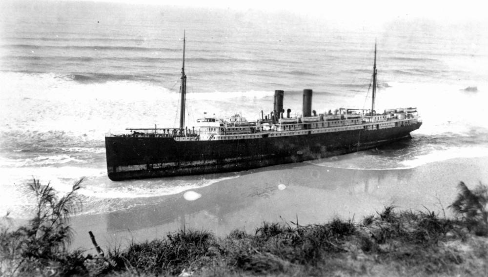 Maheno aground on Fraser Island Image State Library of Queensland