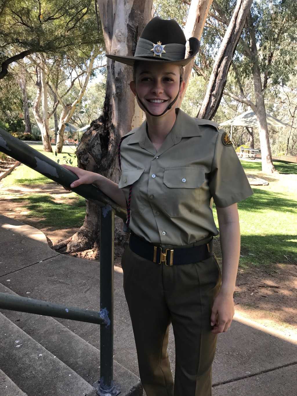 Local, Kate Gilmore, was pictured in full Army dress uniform, after Marching Out at Kapooka, Wagga Wagga