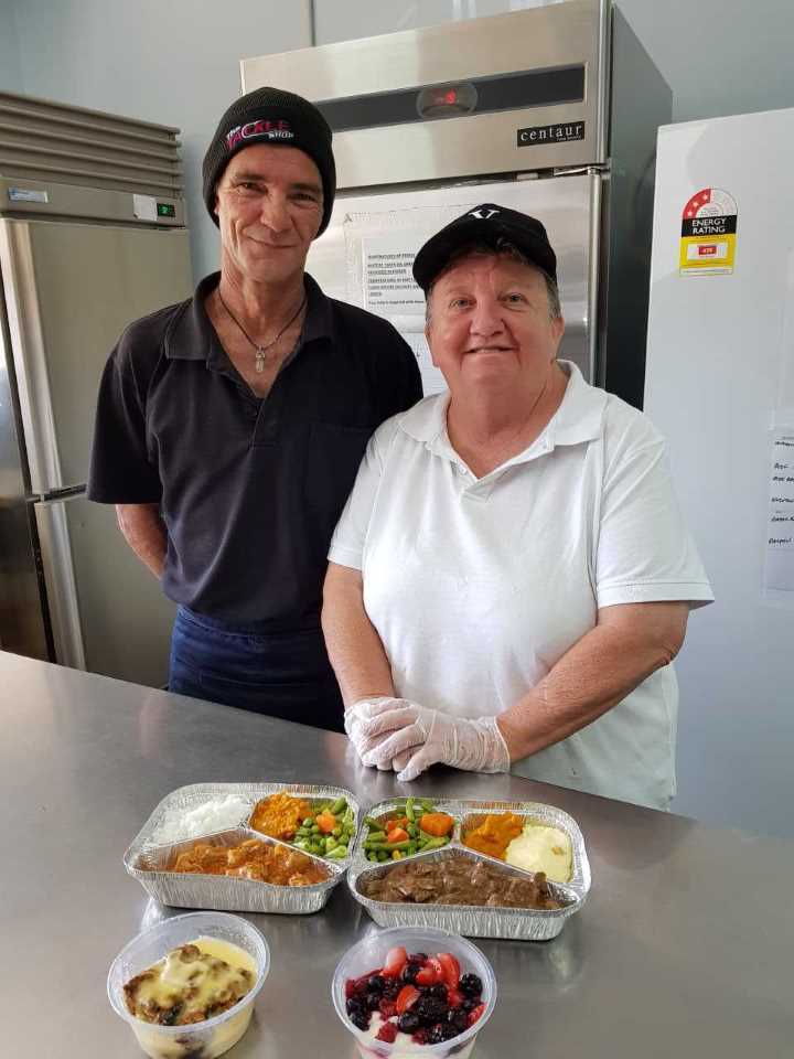 Bobby Doran and cook Jen Ladynski with a sample of yummy meals.