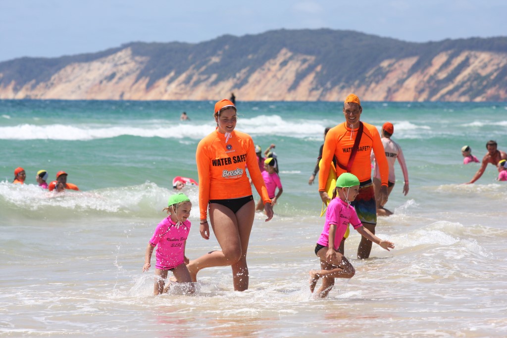 Age Manager Remy Hethorn and Water Safety Officer Michael Brantz are please to see more green caps(Under 6 and 7 years) join nippers