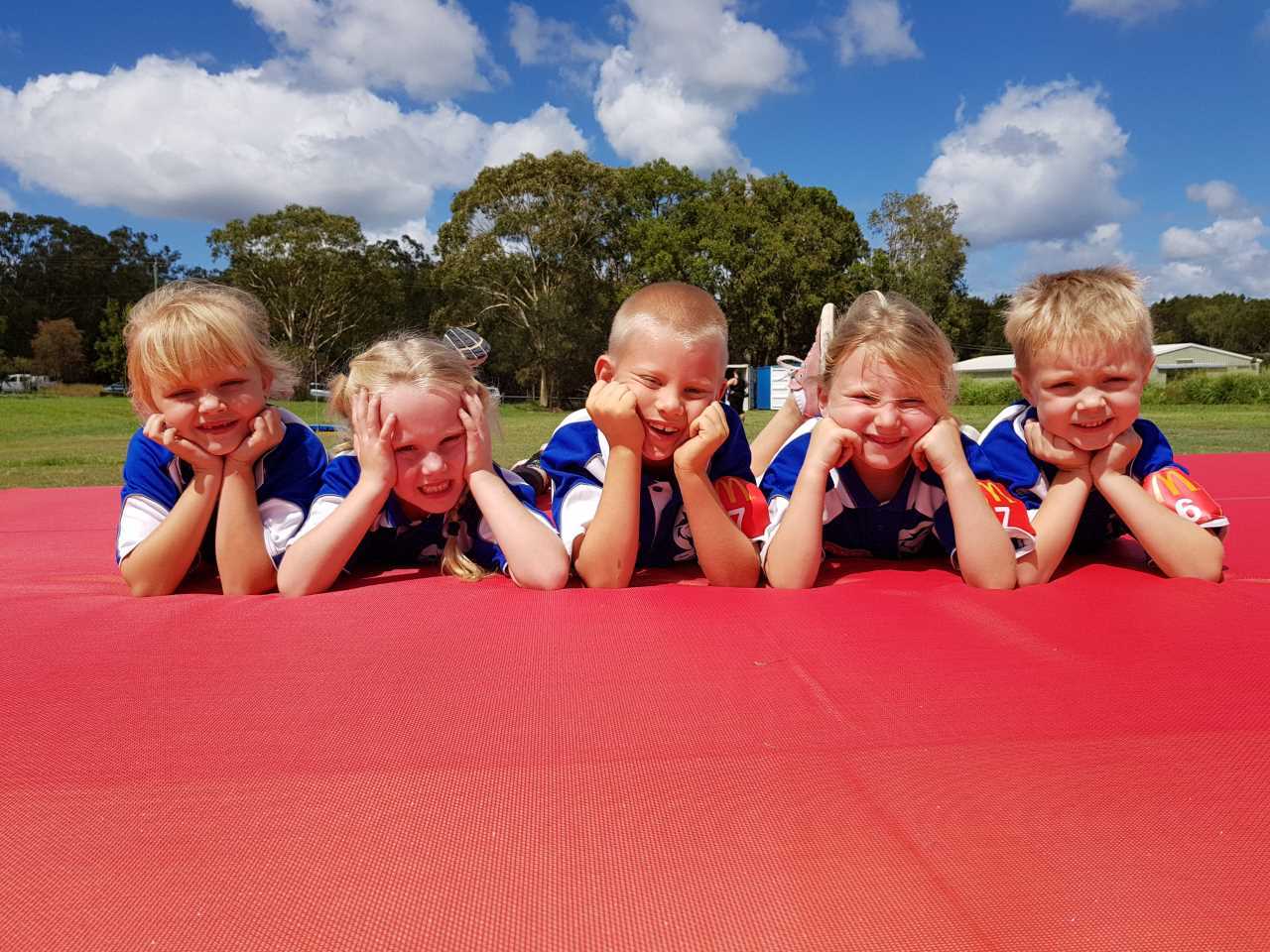 Gemma, Tayah, Zeff, Maddison and Zayden from the U6 and U7 groups look forward to the Cooloola Coast Little Athletics Christm